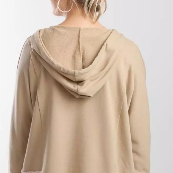 BKE Pieced Waffle Knit Hoodie In Taupe‎ Size Medium - Picture 4 of 8